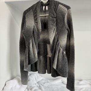 BCBGMaxAzria Charcoal Waterfall Cardigan Sweater - Size Small NWT